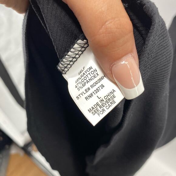 Wild Honey Black Bows Front Cut Outs Ribbed Mini Dress Little Black Dress Size L - Picture 7 of 11